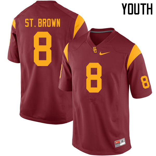 Youth #8 Amon-Ra St. Brown USC Trojans College Football Jerseys Sale-Cardinal
